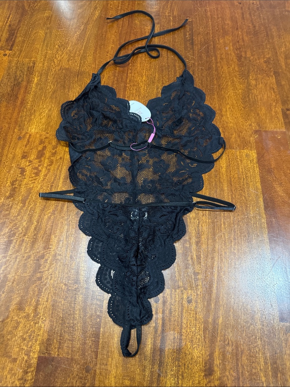 NWT Avidlove Black Lace Halter Teddy Bodysuit - Picture 6 of 12